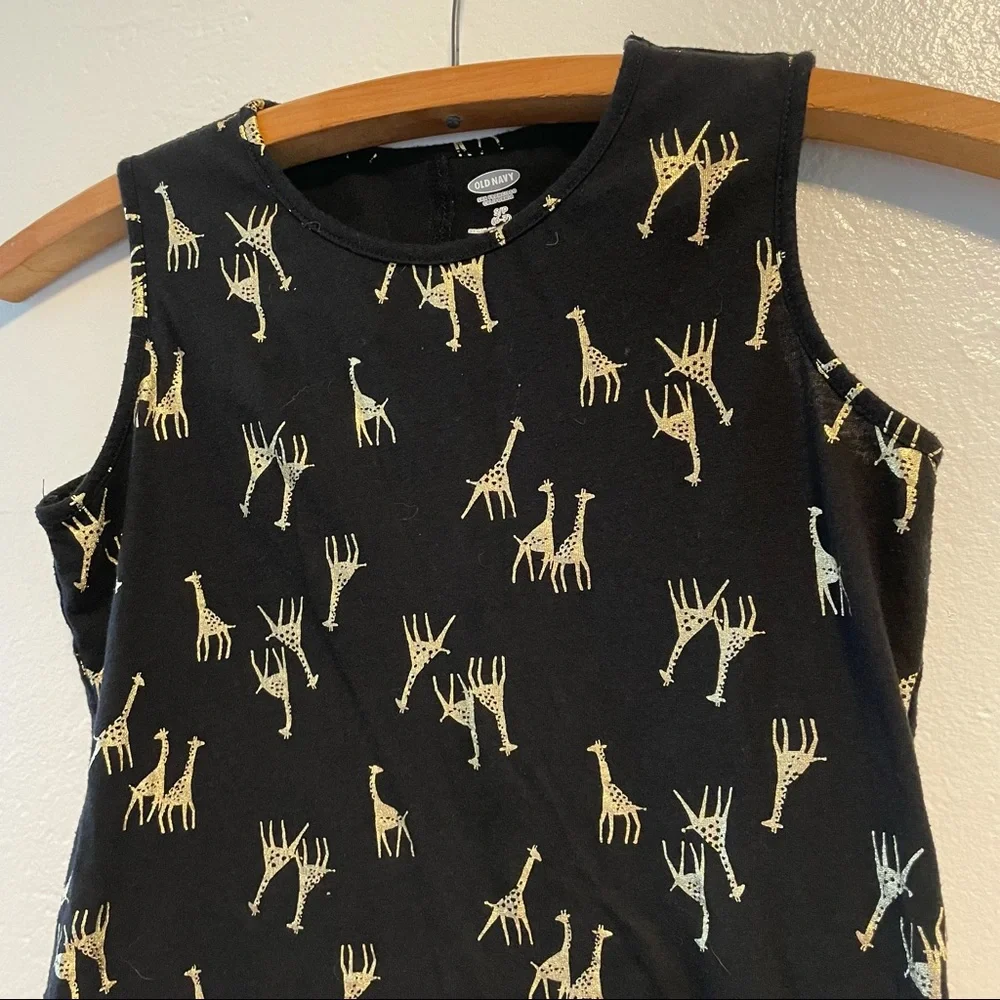 Old Navy High Low Tank Giraffe Pattern Girls Small 6-7
